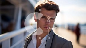 Intra Συλλεκτικό Ξύλινο Παζλ Plywood 4mm - Νεαρός άνδρας σε κατάστρωμα κρουαζιερόπλοιων Σε Ξύλινο Κουτί - Διαστάσεις Puzzle: 10x10 cm – 25 κομμάτια