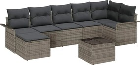 vidaXL Σετ Καναπέ Κήπου με μαξιλάρι 8 pcs Γκρι Πολυ ράταν