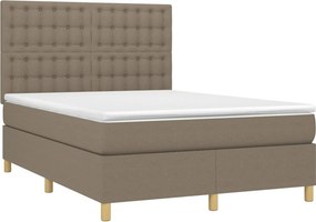 vidaXL Κρεβάτι Boxspring με Στρώμα Taupe 140x190 εκ. Υφασμάτινο