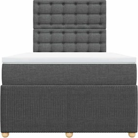 vidaXL Κρεβάτι Boxspring με Στρώμα Σκούρο Γκρι 120x200 εκ. Υφασμάτινο