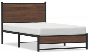Μεταλλικό πλαίσιο κρεβατιού χωρίς στρώμα καφέ δρυς 100x200 cm