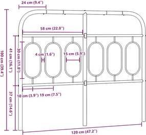vidaXL Ανταλλακτικό κεφαλάρι Λευκό 120 εκ. Μεταλλικό