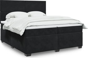 vidaXL Κρεβάτι Boxspring με Στρώμα Μαύρο 200x200 εκ. Βελούδινο