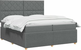 vidaXL Κρεβάτι box spring με στρώμα Σκούρο Γκρι 200 x 200 cm Ύφασμα