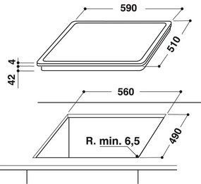 Κεραμική εντοιχισμένη εστία Whirlpool AKT 8090/NE, 6200W, 4 ζώνες, 9 επίπεδα, Ενδείξεις υπολειπόμενης θερμότητας, Χρονοδιακόπτης, Μαύρο