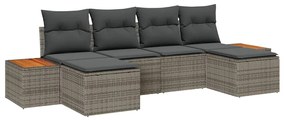 vidaXL Σετ Καναπέ Κήπου 6 pcs Γκρι 184 x 62 x 85 εκ. Πολυ ράταν