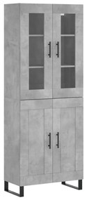 vidaXL Ντουλάπι Γκρι Σκυροδέματος 69,5x34x180 εκ. Επεξεργασμένο Ξύλο
