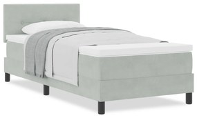 vidaXL Κρεβάτι με Στρώμα Light Grey 90x200 εκ Βελούδο