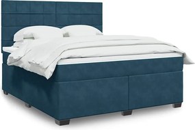 vidaXL Κρεβάτι Boxspring με Στρώμα Μπλε 180x200 εκ. Βελούδινο