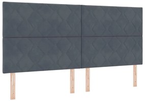 vidaXL LED Κεφαλάρι με φώτα λωρίδας LED Σκούρο γκρι 200 cm Βελούδο