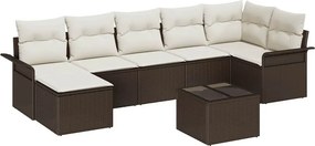 vidaXL Σετ Καναπέ Κήπου με μαξιλάρι 8 pcs Καφέ Πολυ ράταν
