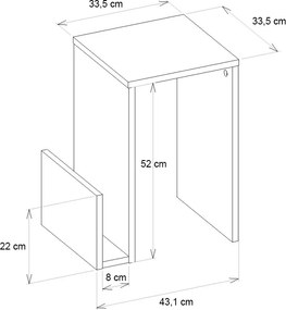 Τραπεζάκι βοηθητικό Regnar Megapap χρώμα rebab 43,1x33,5x52εκ.