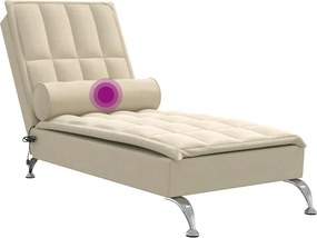 vidaXL Ανάκλιντρο Κρεμ Υφασμάτινο με Μαξιλάρι Στήριξης