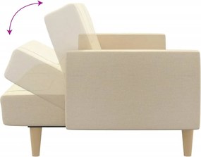 vidaXL Καναπές Κρεβάτι Διθέσιος Κρεμ Υφασμάτινος