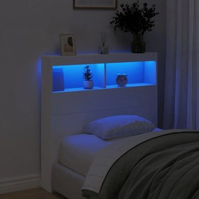 vidaXL Κεφαλάρι με Αποθηκευτικό Χώρο και LED Λευκό 100 x 17 x 102 εκ.
