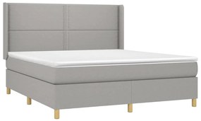 vidaXL Κρεβάτι Boxspring με Στρώμα &amp; LED Αν.Γκρι 180x200εκ. Υφασμάτινο