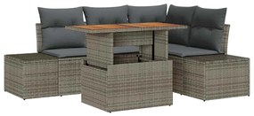 vidaXL Σετ Καναπέ Κήπου με αποθήκευση 5 pcs Γκρι Πολυ ράταν