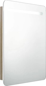 vidaXL Καθρέφτης Μπάνιου με Ντουλάπι &amp; LED Λευκό/Δρύς 60x11x80 εκ.