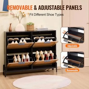 VEVOR Rattan Shoe Storage Cabinet Shoe Storage Organizer with 4 Flip Drawers