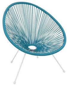 Ποληθρόνα Μεταλλική Άσπρη, ACAPULCO Plastic Rattan Μπλε 73x76x89cm