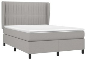 vidaXL Κρεβάτι Boxspring με Στρώμα Ανοιχτό Γκρι 140x200 εκ. Υφασμάτινο