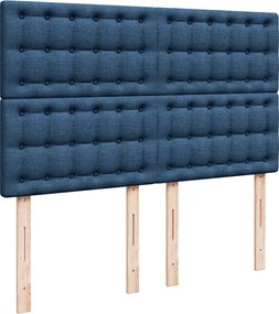 vidaXL Κρεβάτι Boxspring με Στρώμα Μπλε 160x200 εκ. Υφασμάτινο