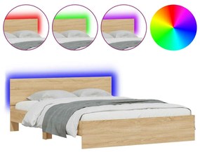 Πλαίσιο Κρεβατιού με Κεφαλάρι/LED Sonoma δρυς 160x200 εκ. - Καφέ