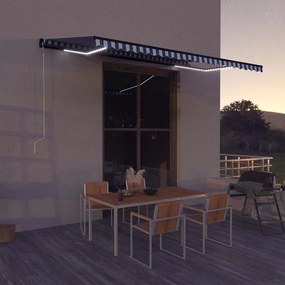 vidaXL Τέντα με Αισθητήρα Ανέμου &amp; LED Μπλε / Λευκή 500 x 300 εκ.