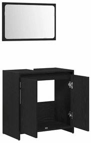 vidaXL Ντουλάπα Μπάνιου Μαύρη Οξυά 60 x 33 x 61 εκ Επεξεργασμένο ξύλο