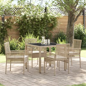 vidaXL Σέτ φαγητού για κήπο 5 pcs Μπεζ 90 x 90 x 75 cm