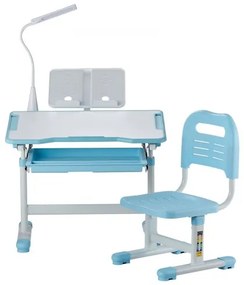 VEVOR Kids Chair and Desk Set Table Lamp Adjustable Height &amp; Tilted Desktop Blue