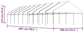 vidaXL Κιόσκι με Τέντα Λευκό 20,07 x 5,88 x 3,75 μ. από Πολυαιθυλένιο