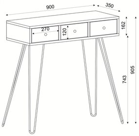 Κονσόλα LIDYA Καφέ Με Σχέδιο 90x35x91cm - 14410110