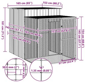 vidaXL Κλουβί για Κότες με Αυλή Ανθρακί 165x251x181 εκ Γαλβαν. Χάλυβας
