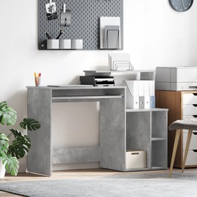 vidaXL Γραφείο με Αποθήκευση Γκρι Σκυρόδεμα 120.5x44x88.5 cm Επεξεργασμένο Ξύλο