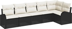 vidaXL Σετ Καναπέ Κήπου με μαξιλάρι 6 pcs Μαύρο Πολυ ράταν