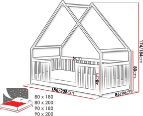 Κρεβάτι παιδικό BEE-Leuko-80 x 200 - 208.00Χ96.00Χ184.00cm