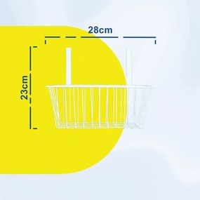 Κρεμαστό Μεταλλικό Καλάθι Ντουλαπιού 28x10x23cm Άσπρο ή Μαύρο - Άσπρο