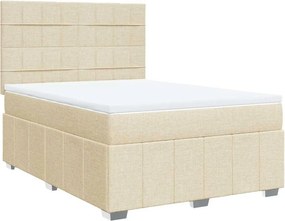 vidaXL Κρεβάτι Boxspring με Στρώμα Κρεμ 140x190 εκ. Υφασμάτινο