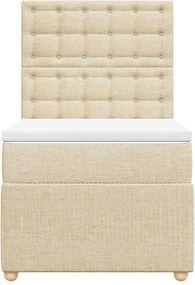 vidaXL Κρεβάτι Boxspring με Στρώμα Κρεμ 90x190 εκ.Υφασμάτινο