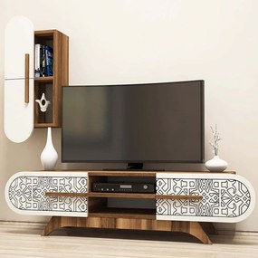 Σύνθεση Τηλεόρασης Defne 845HCT3023 145x35x37cm Walnut-Cream