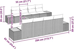 vidaXL Σετ Καναπέ Κήπου με μαξιλάρι 9 pcs Μπεζ Πολυ ράταν