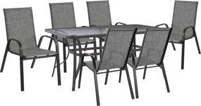 ΣΕΤ ΤΡΑΠΕΖΑΡΙΑ 7ΤΜΧ ΤΡΑΠΕΖΙ BRUNO 150X90 ΜΕ ΠΟΛΥΘΡΟΝΕΣ TEXTILINE ΓΚΡΙ HM11471