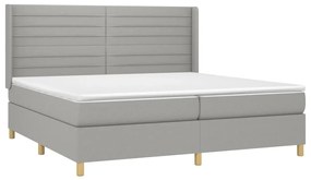 vidaXL Κρεβάτι Boxspring με Στρώμα & LED Αν.Γκρι 200x200εκ. Υφασμάτινο