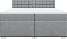 vidaXL Κρεβάτι Boxspring με Στρώμα Ανοιχτό Γκρι 200x200 εκ. Υφασμάτινο