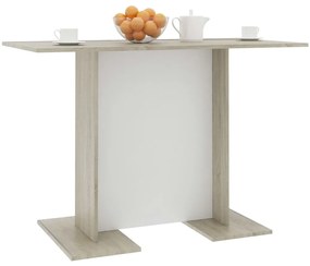 vidaXL Τραπεζαρία Λευκή / Sonoma Δρυς 110x60x75 εκ. από Μοριοσανίδα