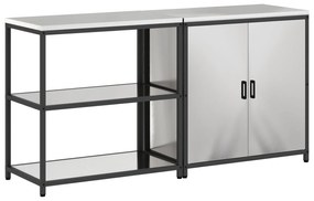 vidaXL Σετ Αποθήκευσης Κουζίνας με ράφι 2 pcs Ασημί 150 x 50 x 92 εκ.