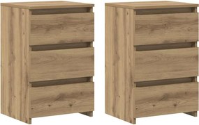 vidaXL Κομοδίνα 2 τεμ.Αρτισιανή Δρυς 40x35x62,5 εκ. Επεξ. Ξύλο