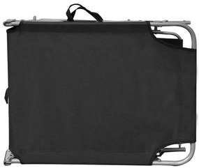 vidaXL Ξαπλώστρα Πτυσσόμενη Μαύρη Αλουμινίου με Σκίαστρο