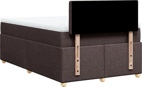 vidaXL Κρεβάτι Boxspring με Στρώμα Σκούρο Καφέ 120x190 εκ Υφασμάτινο